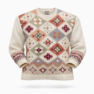 Vtg Heirloom Collectibles Knit Sweater Women's Multicolor Shoulder Pads Soft SzS